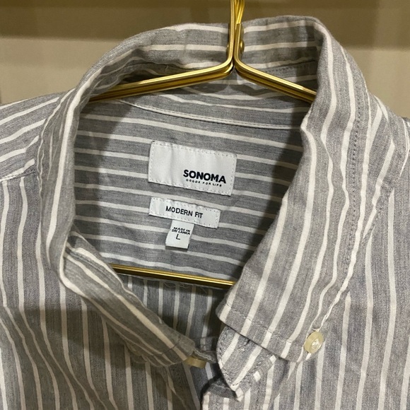 Sonoma Gray and White Striped Shirt- Mens size Large - Picture 2 of 2